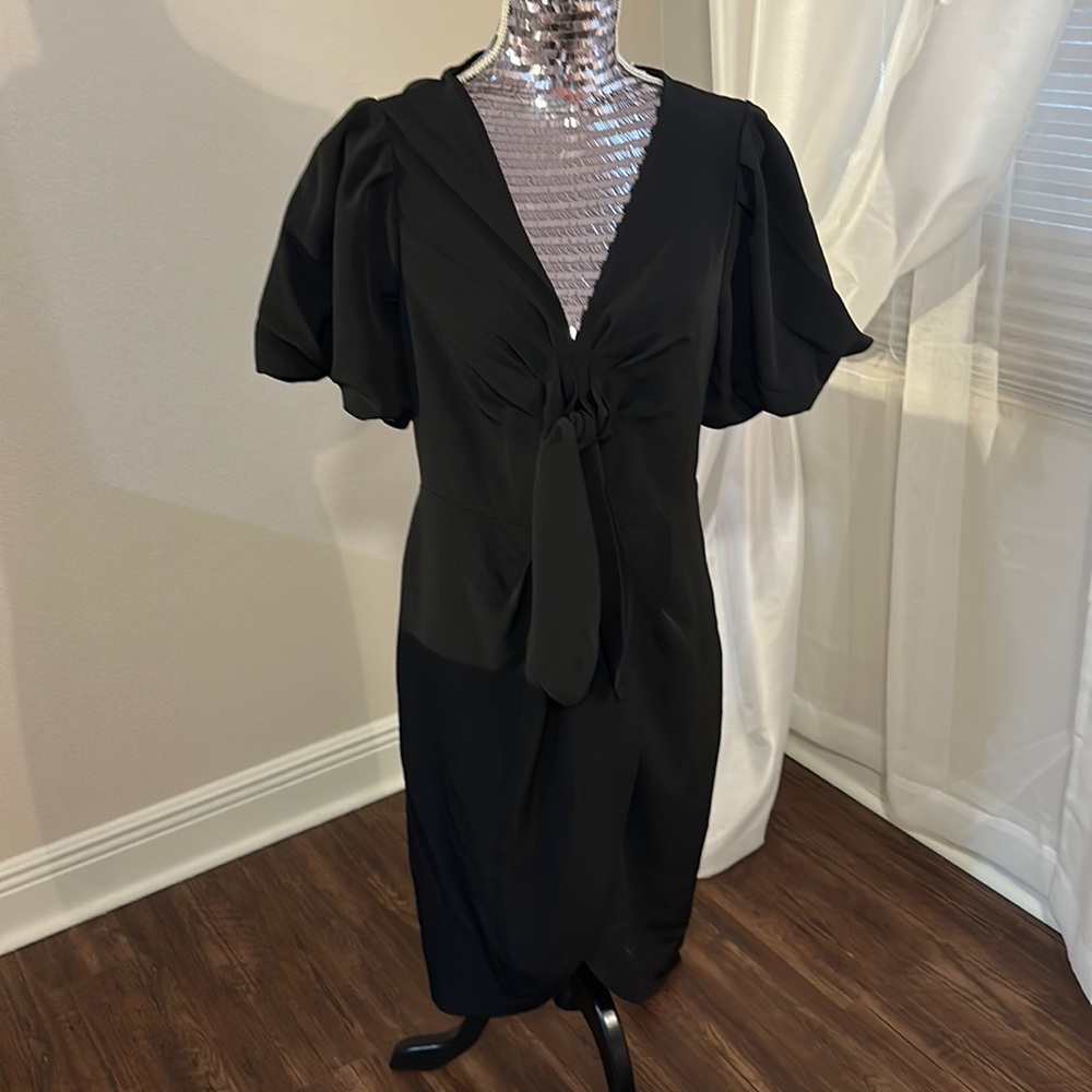 GUESS Womens Black
Tie Front Pouf Sleeve
Knee Length Cocktail
Size 10